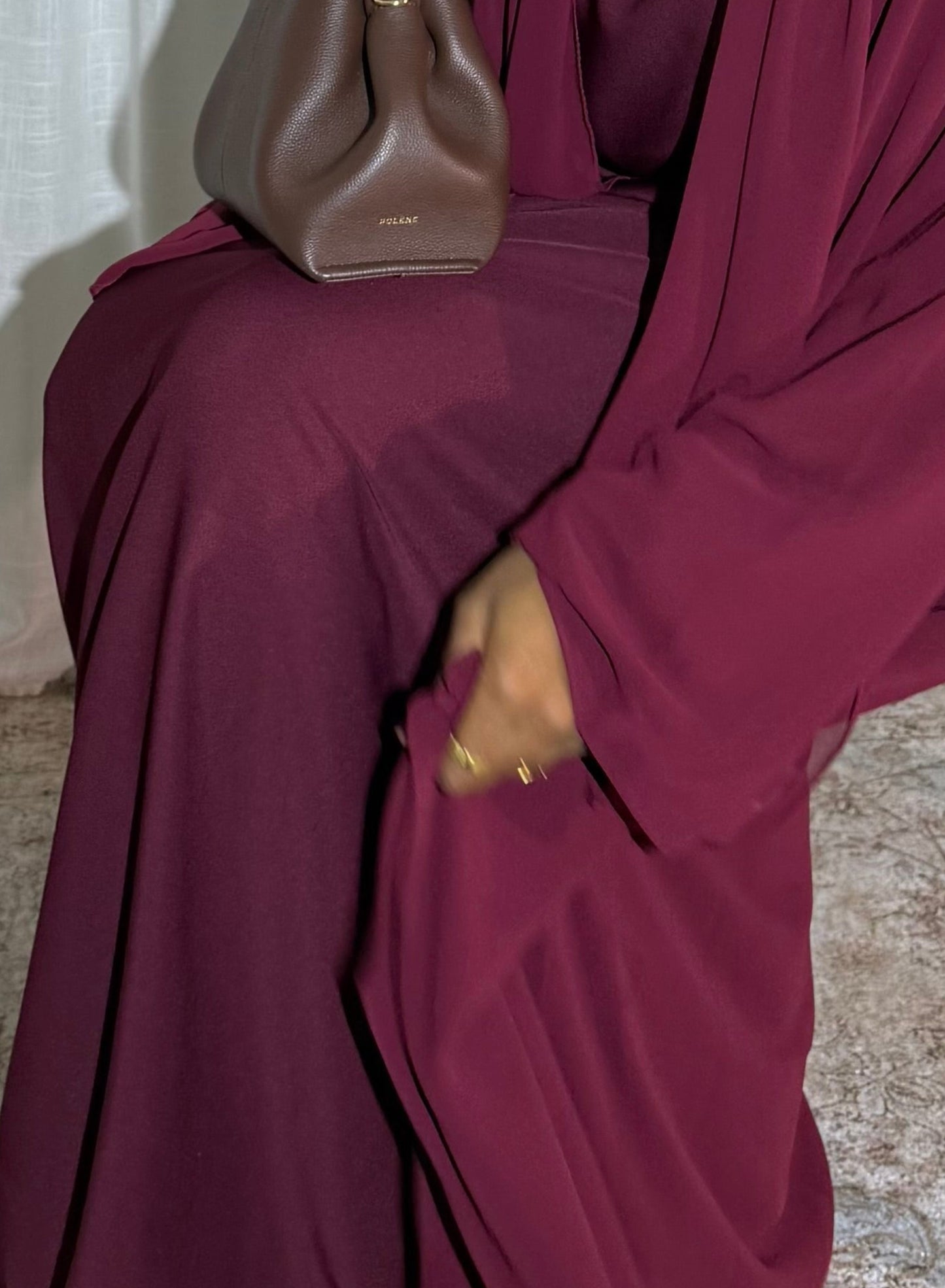 Abaya 3 pièces Bordeaux