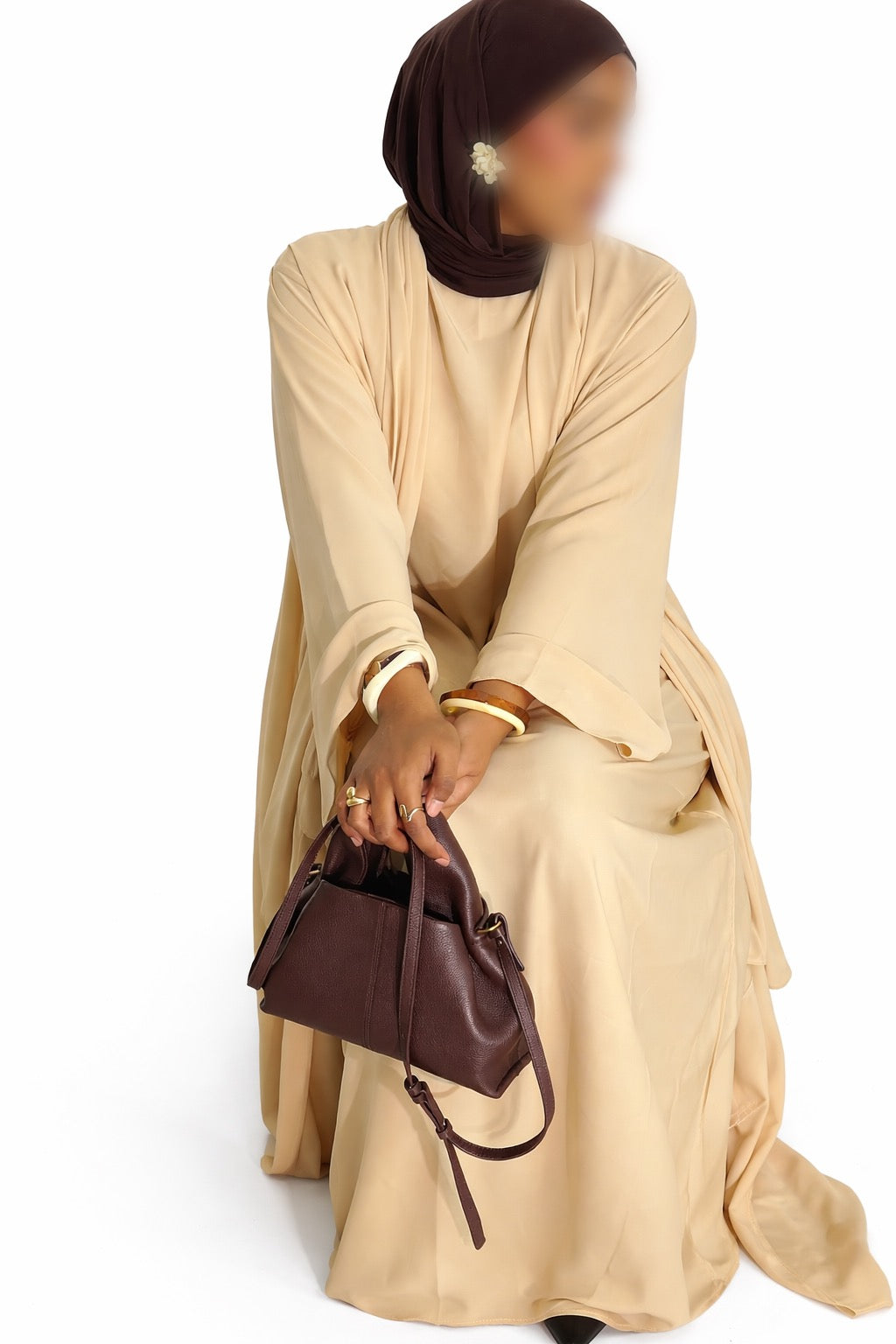 Abaya 3 pièces Beige